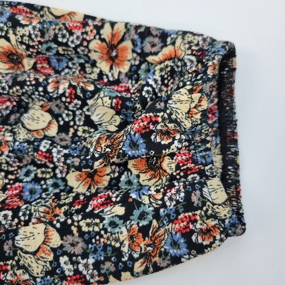 Knox Rose Womens Blouse Large Floral Peasant Long Sleeve Back Tassel Tie Neck - Picture 12 of 15